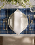 Masseria cadet/navy placemats with festival table linens