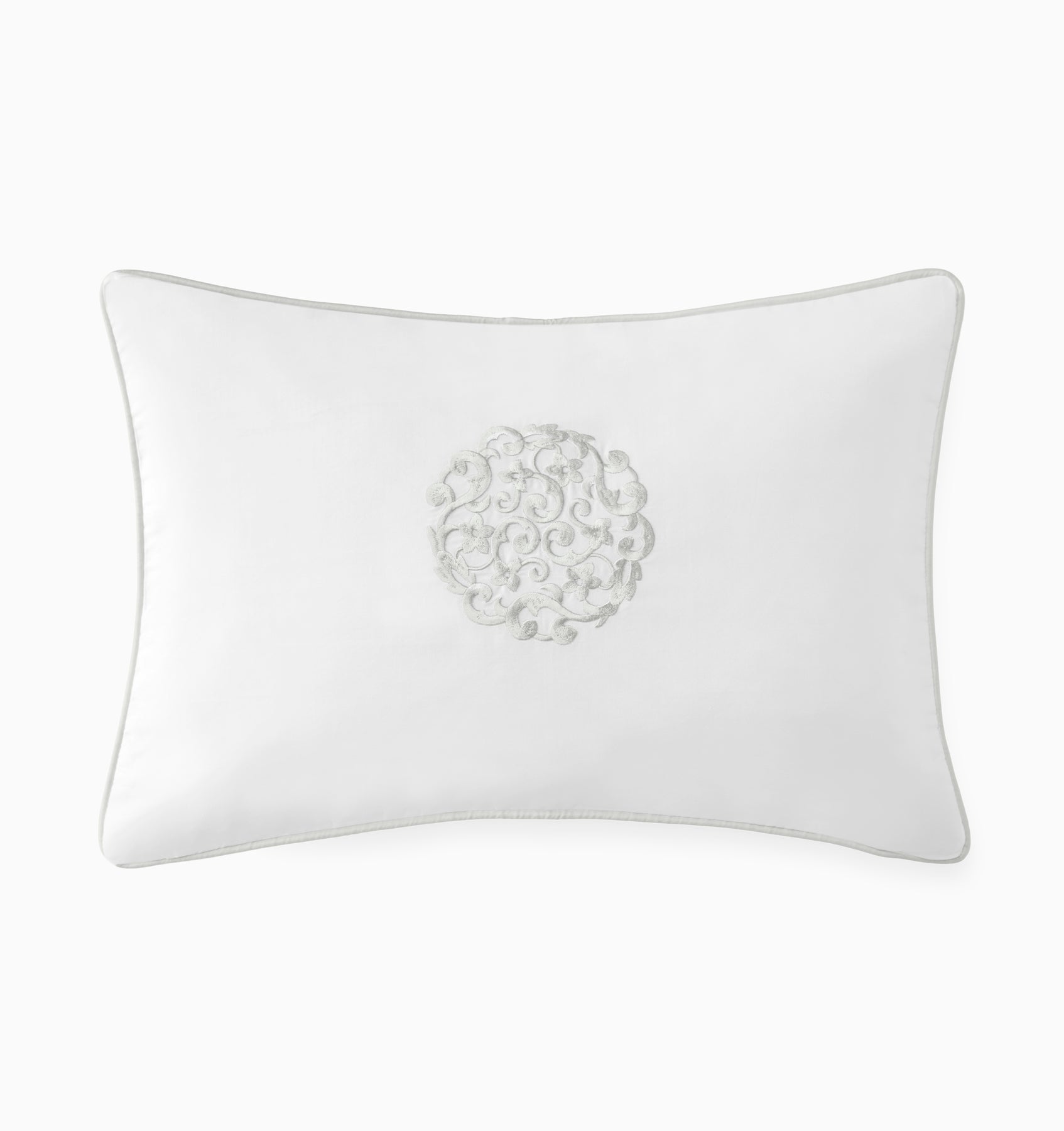 Coussin Décoratif Sferra Norrio, Lin 100% Blanc, Perles Brodées, 12x18 Pouces - NEUF