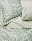 Fronda duvet cover and sham in sage with Celeste Silver Sage