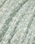 Fronda sage bed linens close up