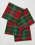 Emerald/Red Masseria plaid cocktail napkins stacked
