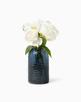 Oculus glass vase in smoke with white flowers