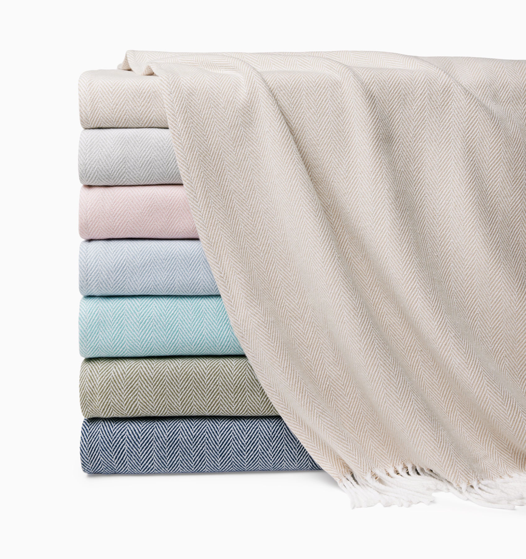 Celine Throw - Herringbone Cotton Throw Blanket | SFERRA
