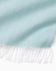 Corner detail of the white/aqua celine throw