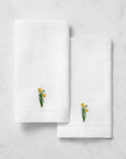 Fiorenza March Daffodil flower guest towel set of two