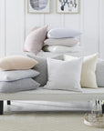 Terzo pillows and throws feature a classic basket weave pattern in soft, versatile colors.
