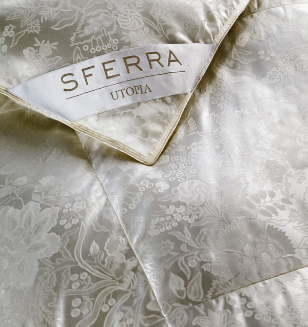 SFERRA's Utopia Down collection is culled from the Eider duck in Iceland and is renowned throughout the world as the most efficient insulation against the cold. 