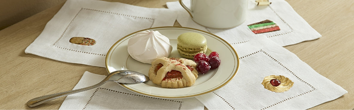 Discover embroidered linen cocktail napkins to celebrate any occasion—from New Year's, weddings & engagement parties to a spring garden themed party and more.