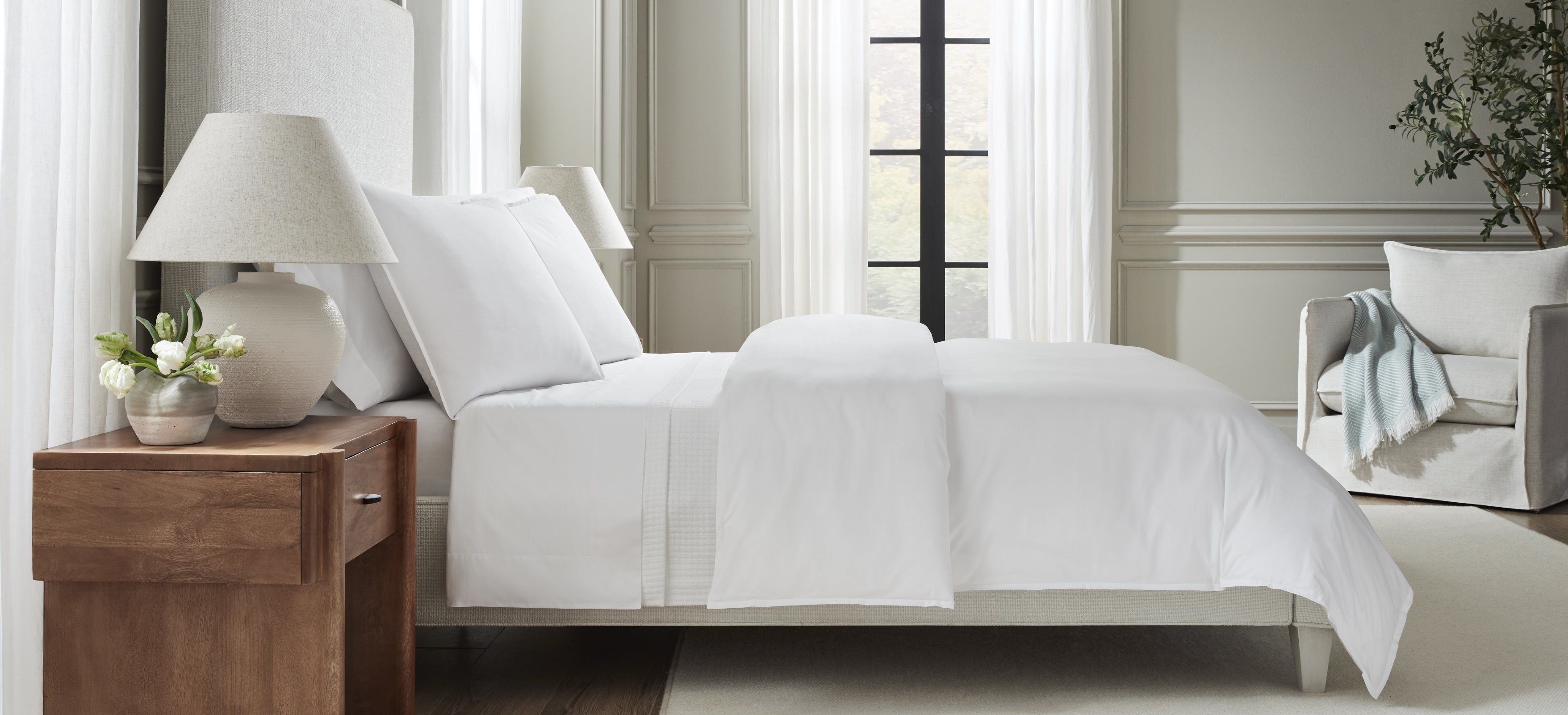 Queen Bottom Ftd 60X80X17 - Giza Percale Collection - By Sferra