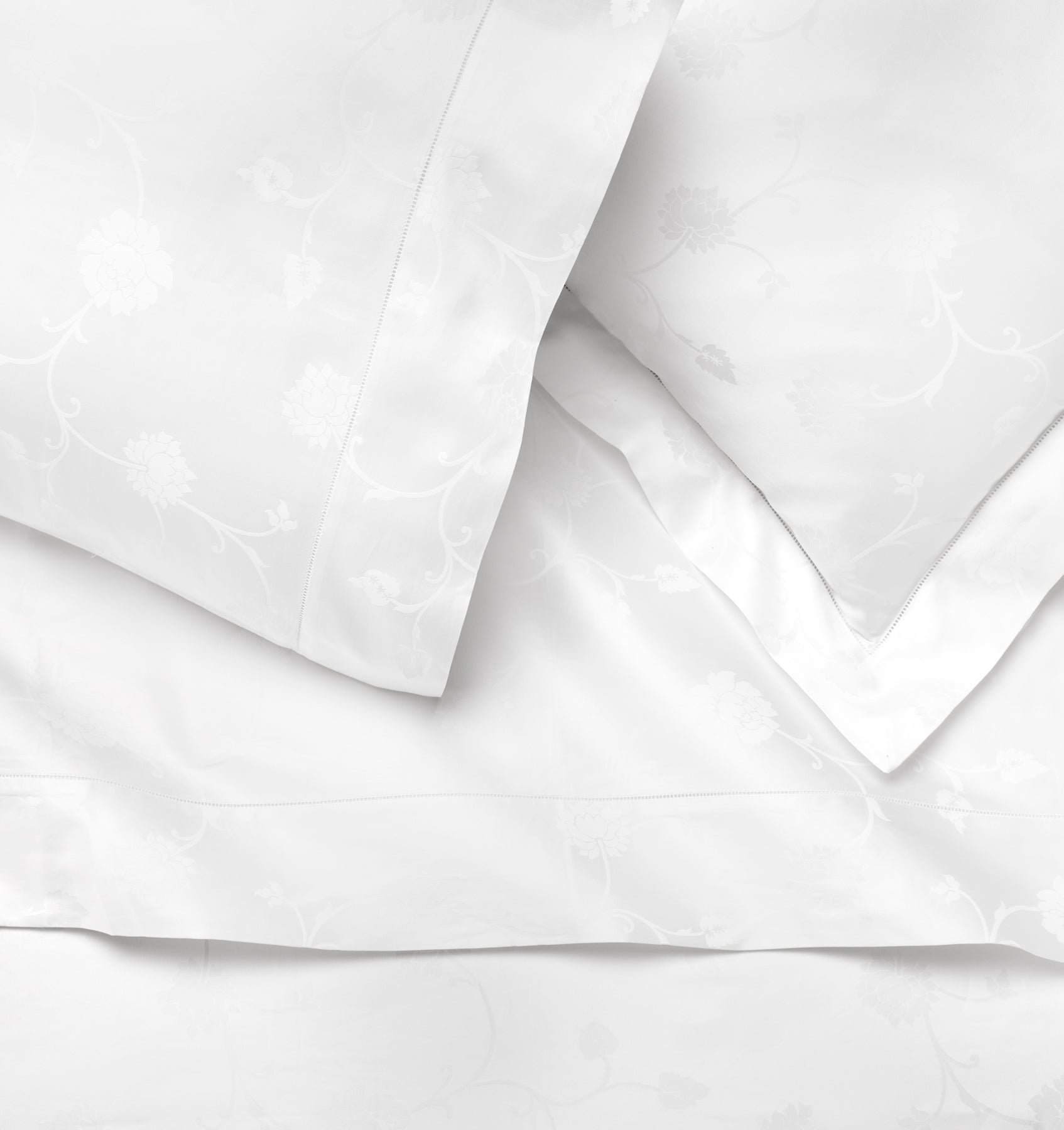 SFERRA Giza 45 Jacquard white sham, pillowcase &amp; flat sheet