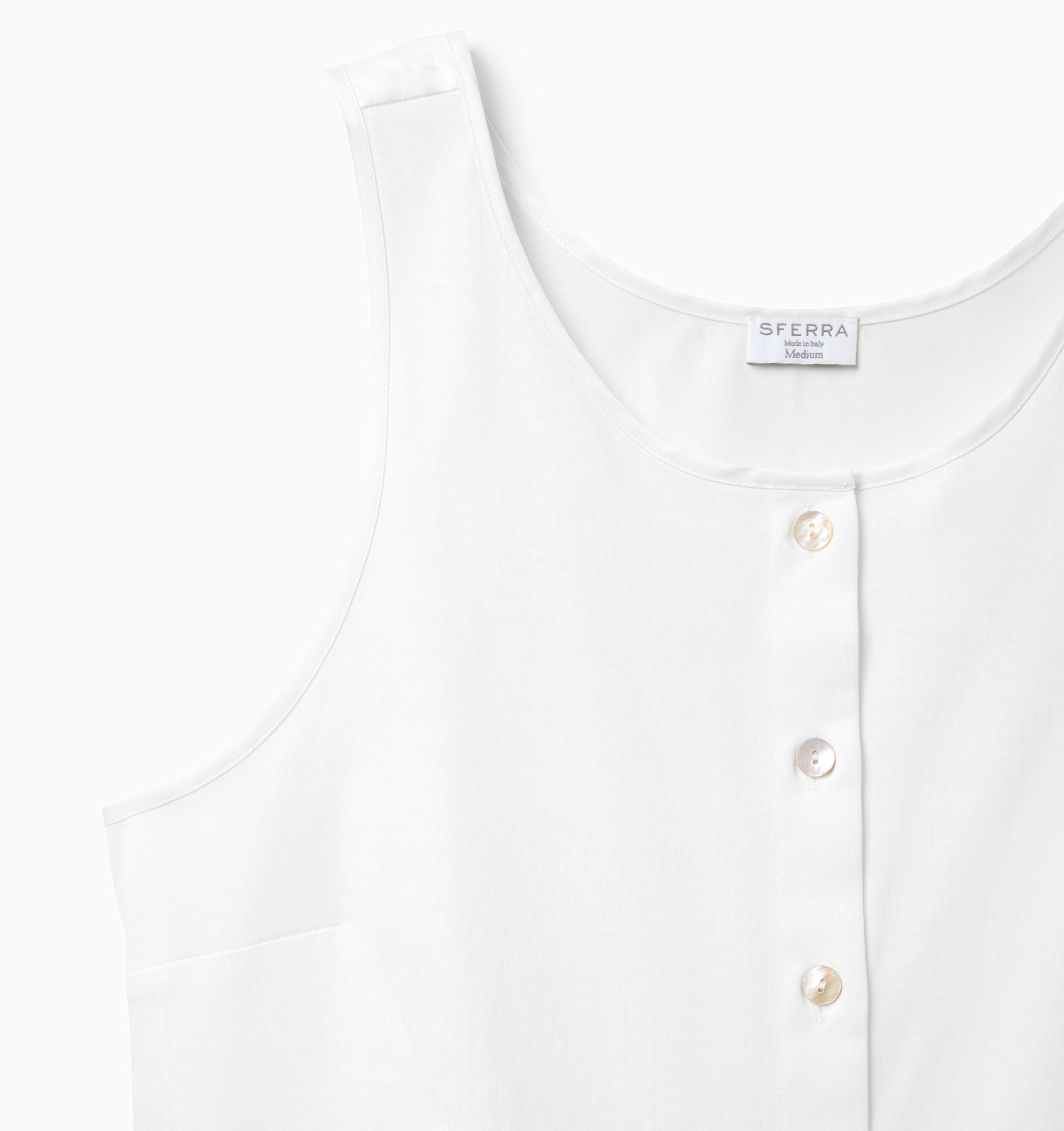 Caricia Buttoned Tank Top - Cotton Loungewear | SFERRA