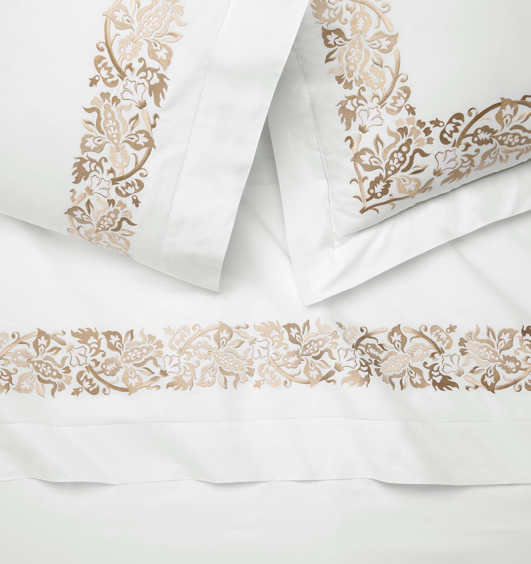 Saxon champagne sham, flat sheet & pillowcase