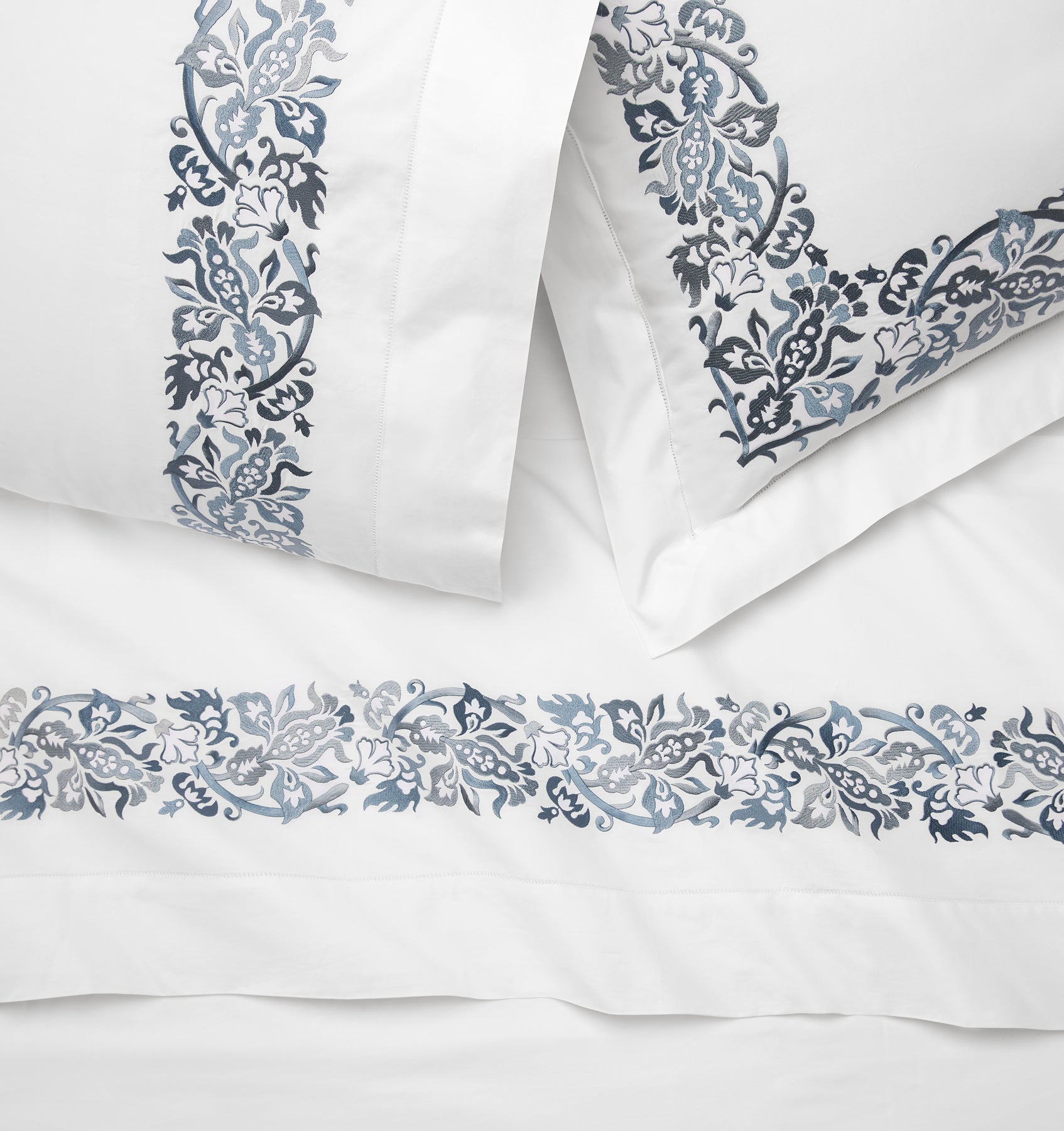 Saxon indigo sham, flat sheet & pillowcase