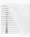 Grande hotel flat sheets folded and stacked in every color