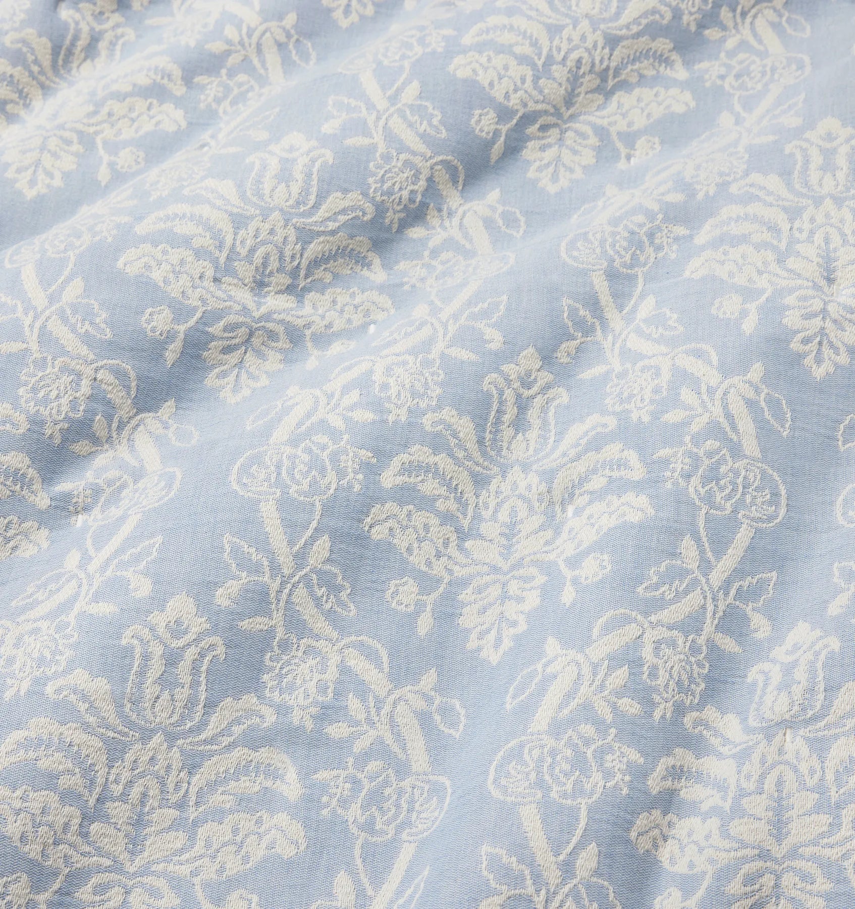 Isabella ivory/sea jacquard sham close up details and texture