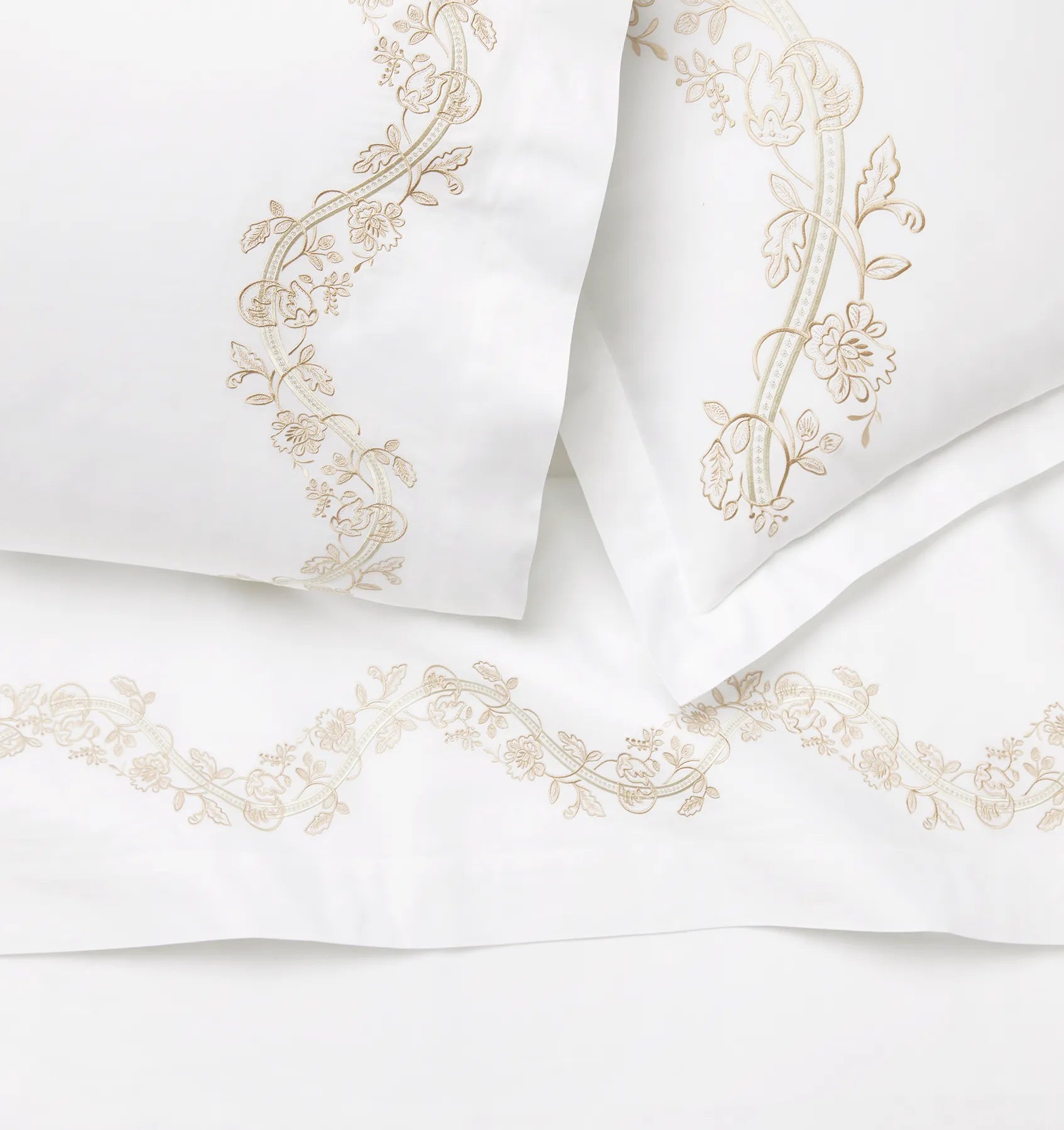 Isabella Ivory/sand sham, pillowcase and flat sheet