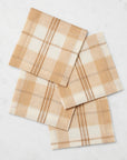 Almond/Oyster Masseria plaid cocktail napkins