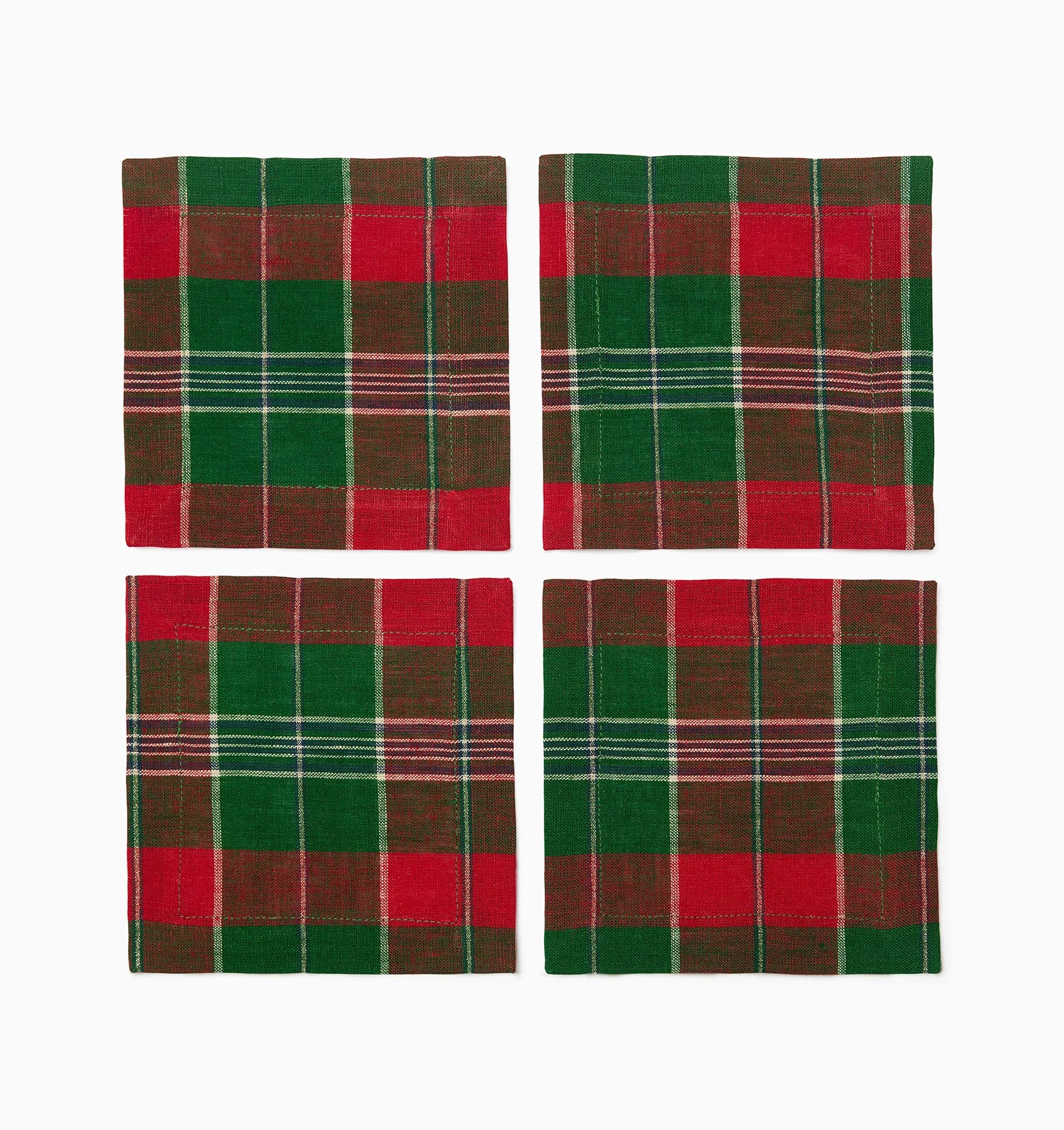Cadet/navy Masseria plaid cocktail napkins