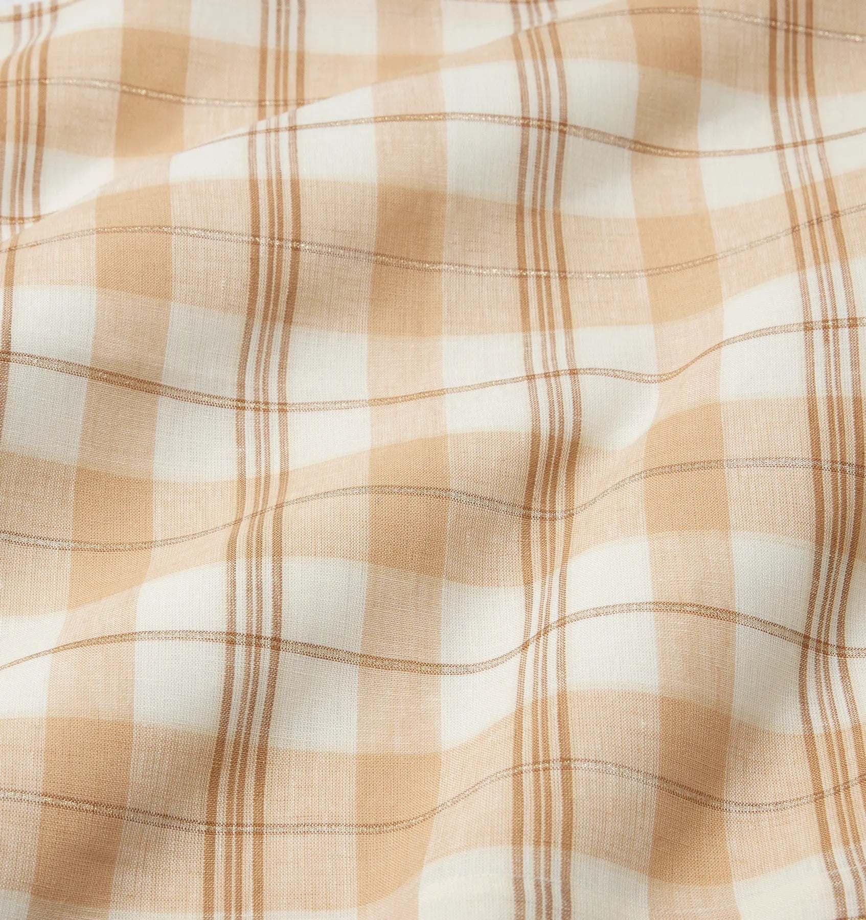 Masseria table linens close up texture  in almond/oyster stacked