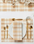 Masseria  almond/oyster table setting including the napkin, placemats and table runner