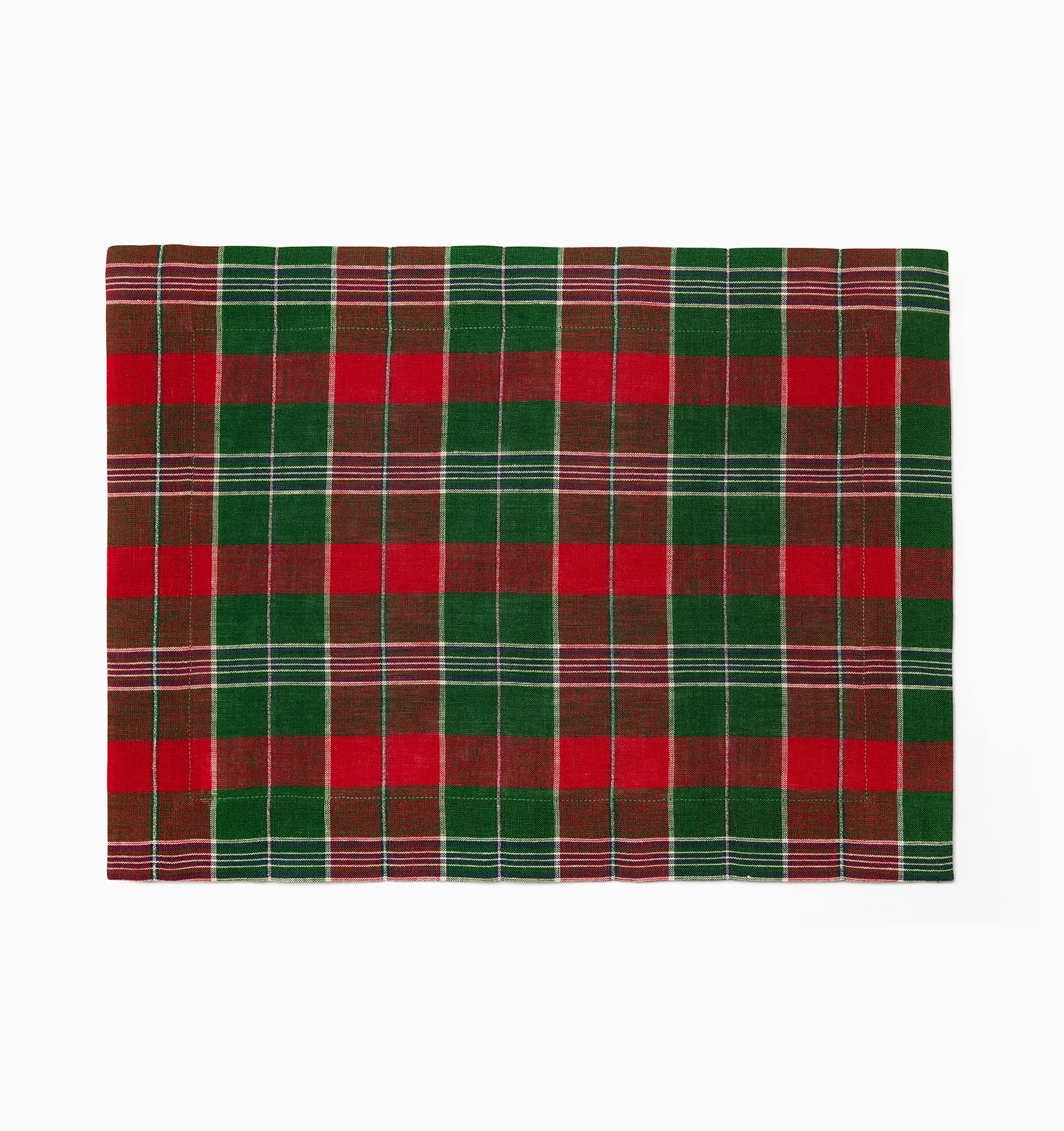 Masseria placemat in Emerald/Red on a white background