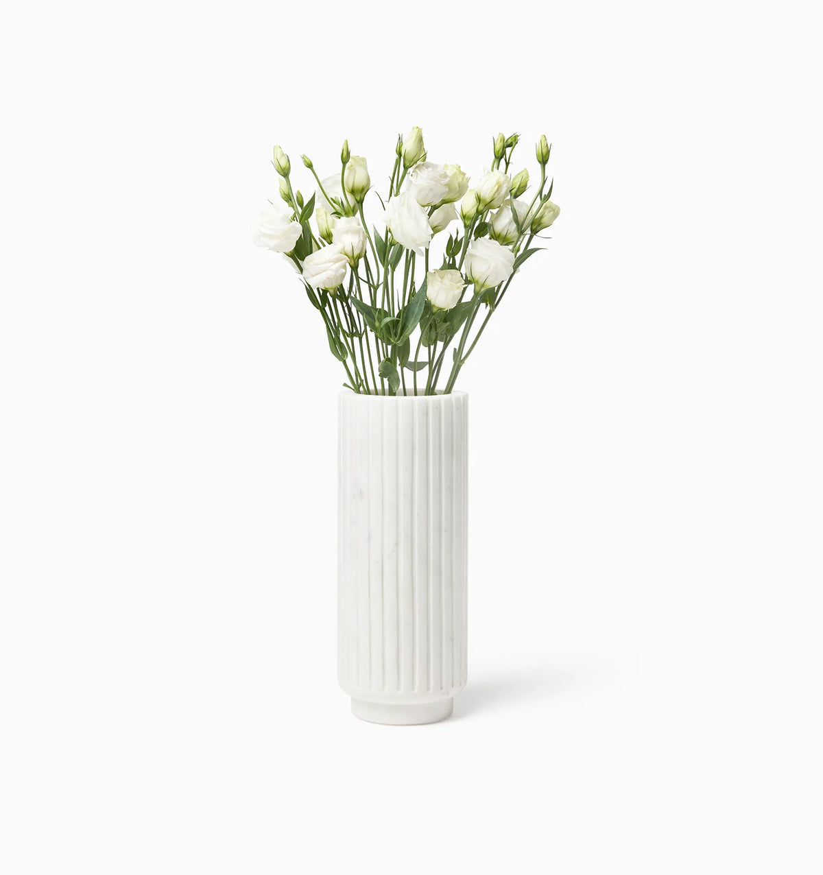 Romano white marble vase with flowers