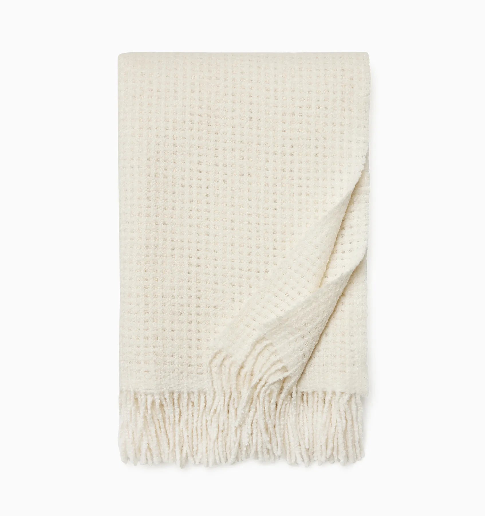 Terranova ivory throw blanket on a white background