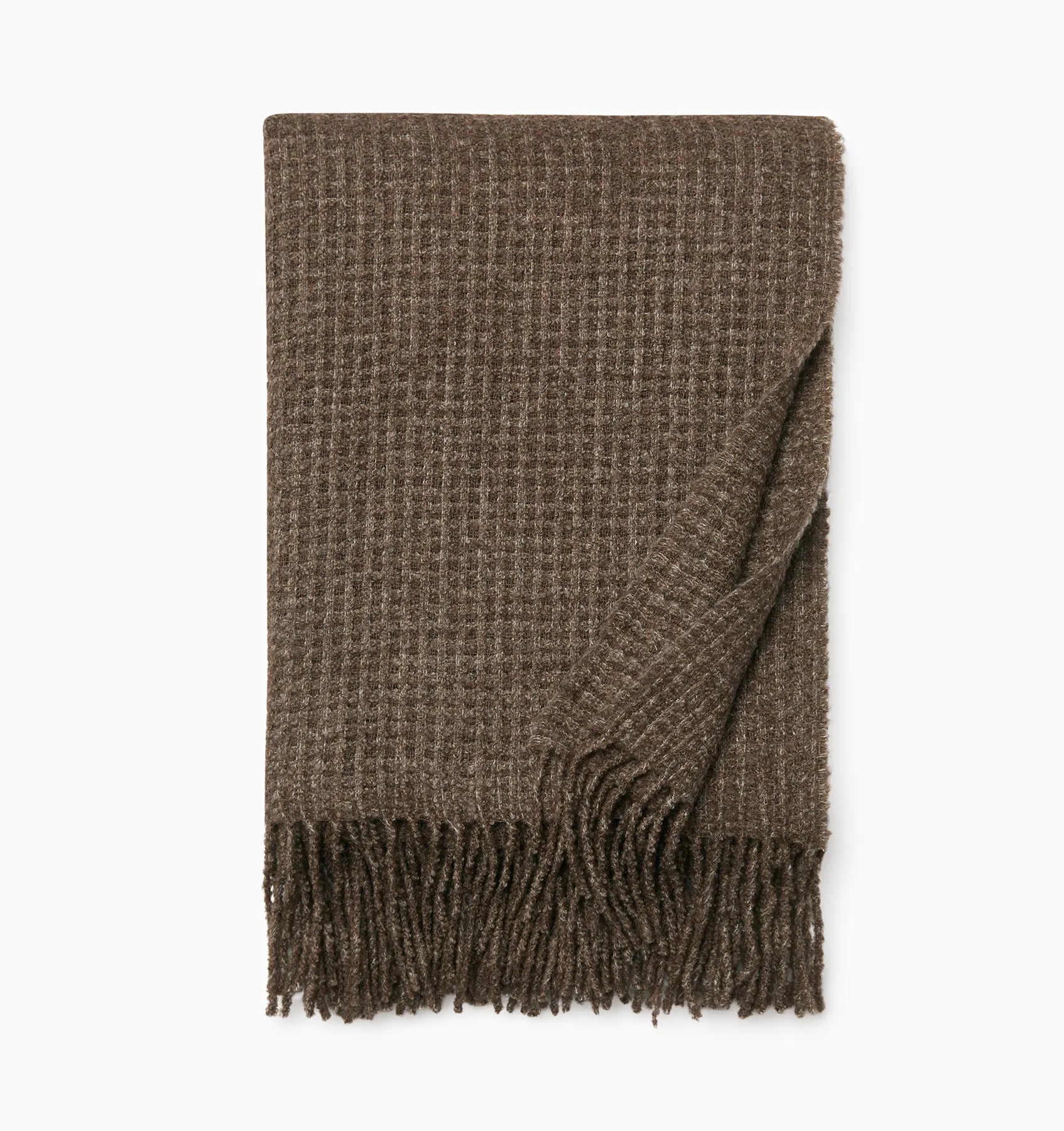 Terranova khaki throw blanket on a white background