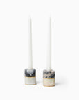 Lunario marble candle holders with white candles