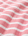 Close-up of pink and white striped fabric