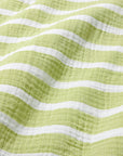 Close-up of green fabric with white stripes