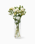 Minerva clear crystal vase with white flowers 
