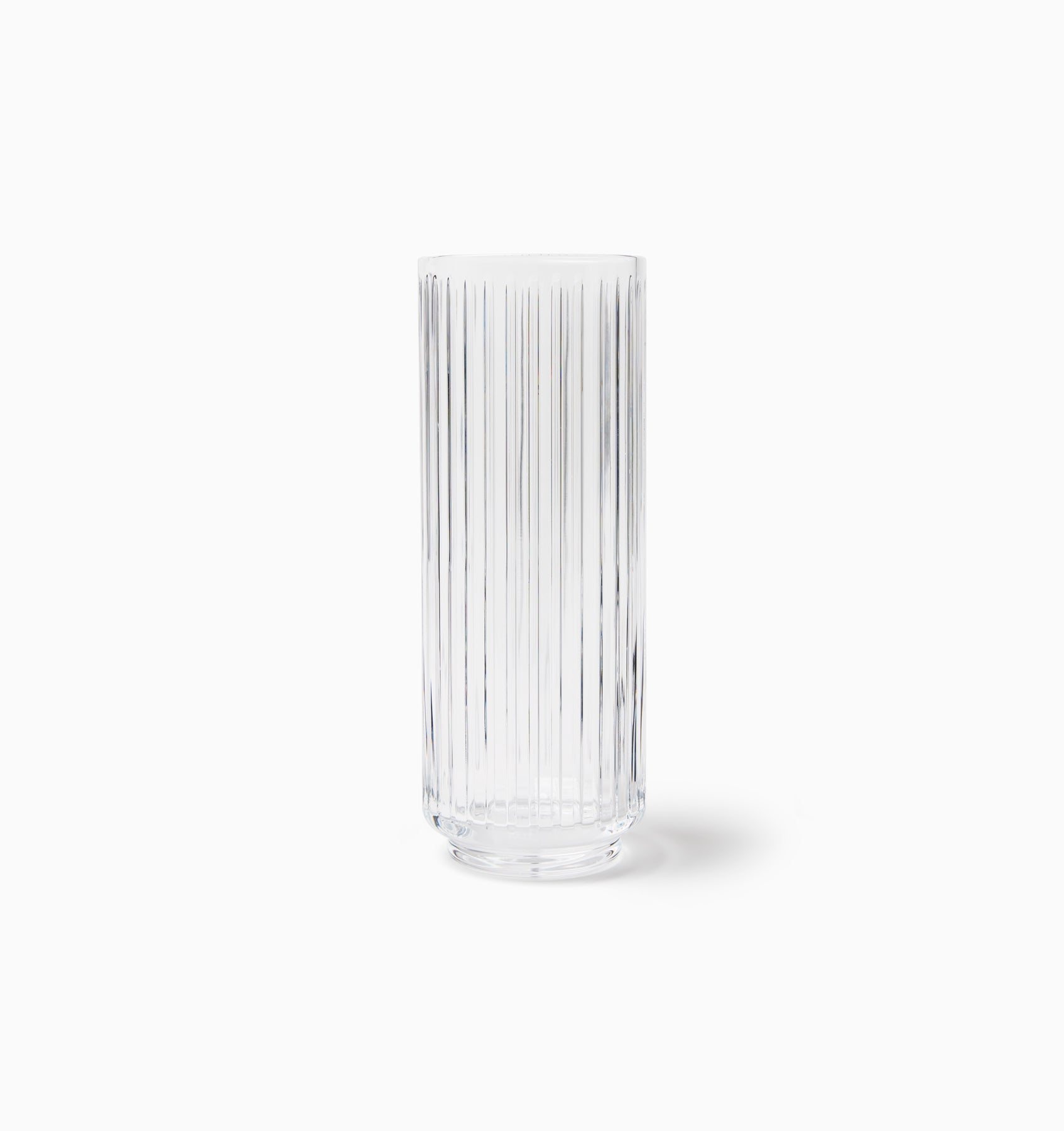 Clear minerva crystal vase with vertical ribbed design 