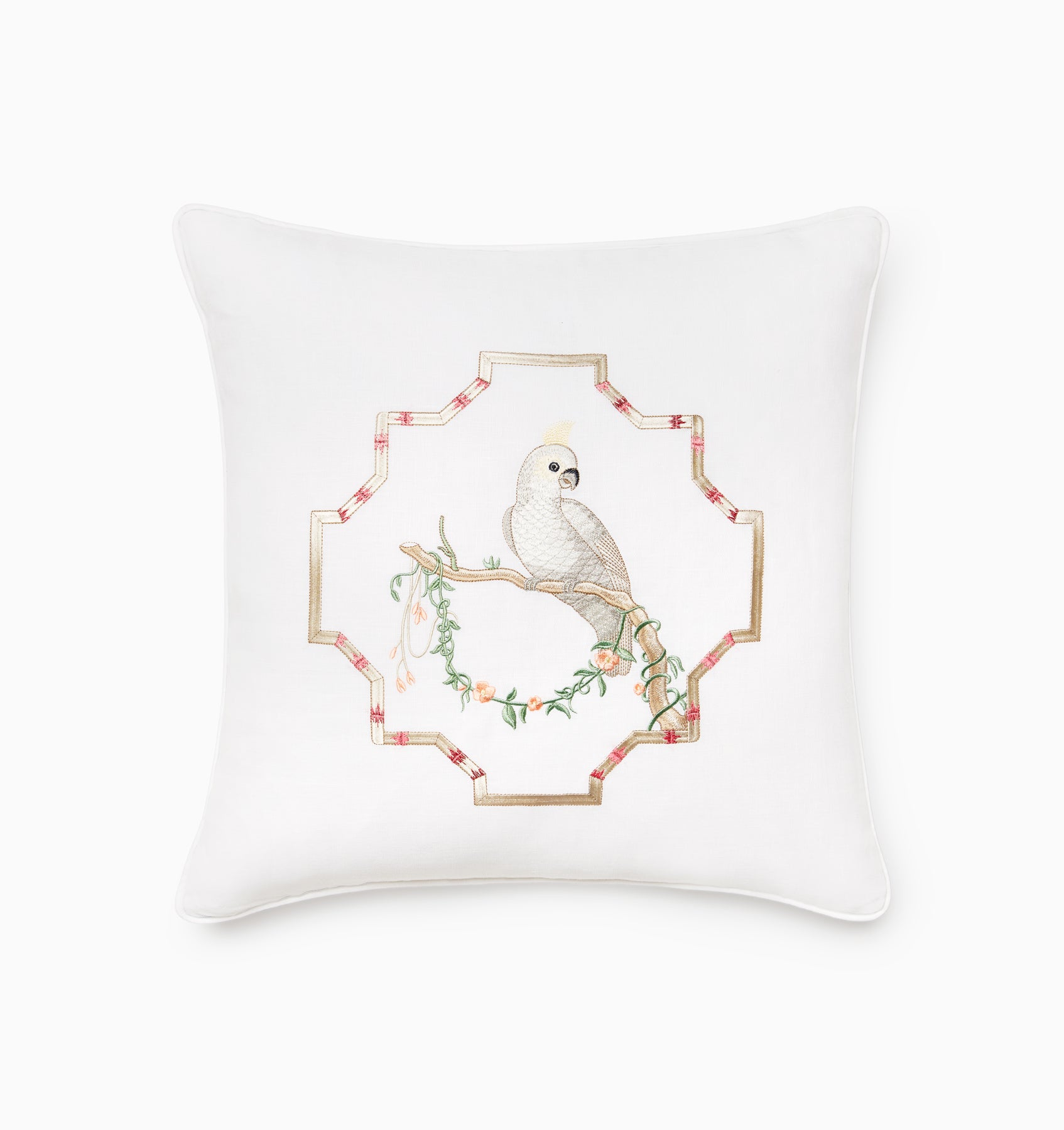 Pappagallo white bird decorative pillow