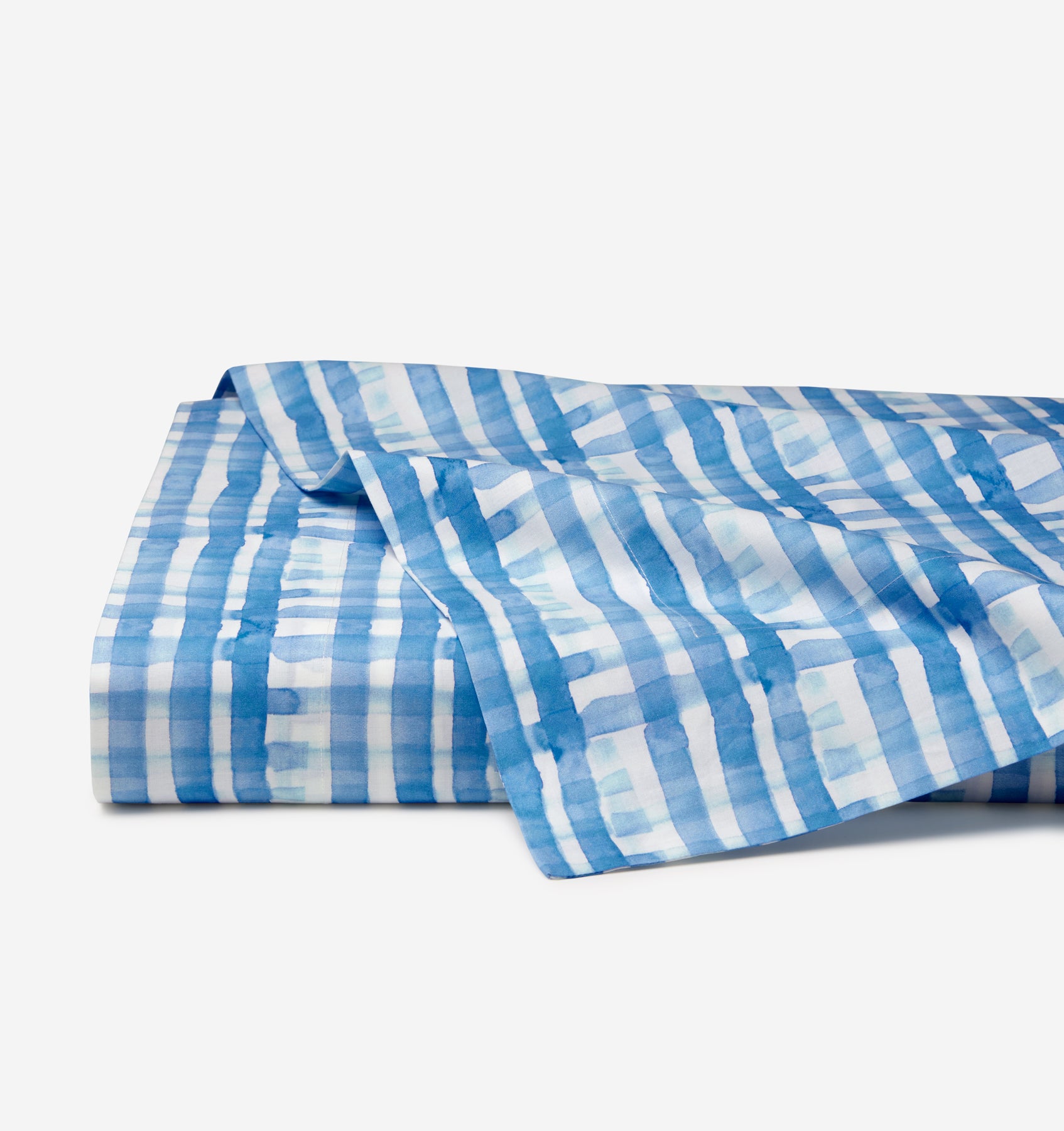 Plaidino Flat Sheet - Blue Plaid Percale Flat Sheets | SFERRA