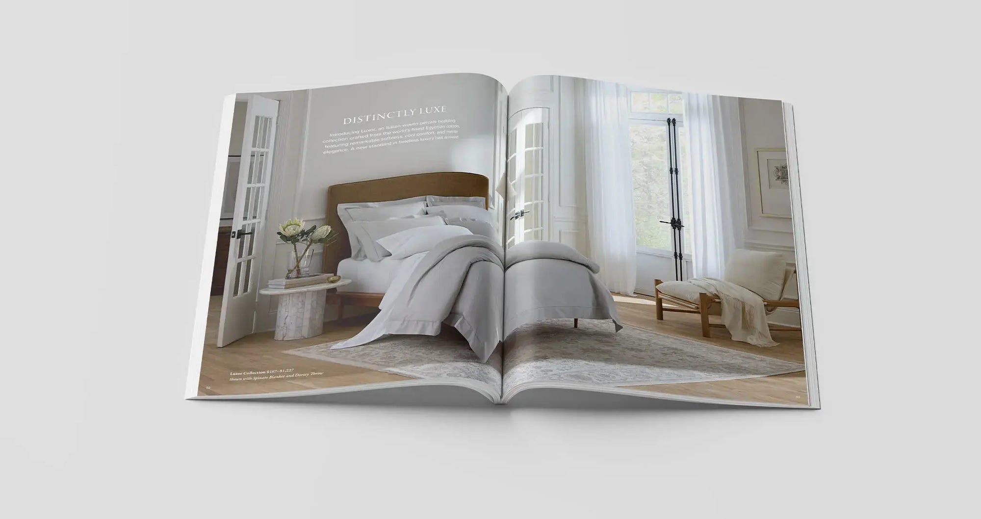 SFERRA Spring Lookbook opened to Luxor Bed