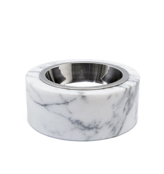 Fiammetta V Italian Marble Pet Bowl with Stainless Steel Insert