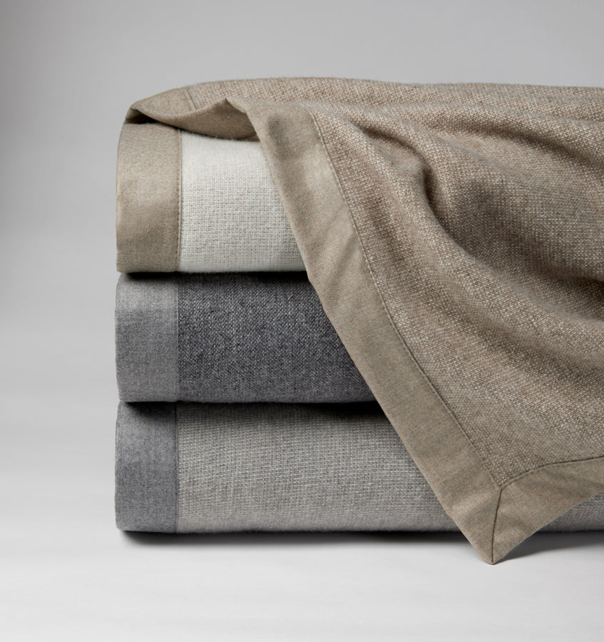 The SFERRA Nerino Blanket, a menswear-inspired Superfine Merino wool blanket.