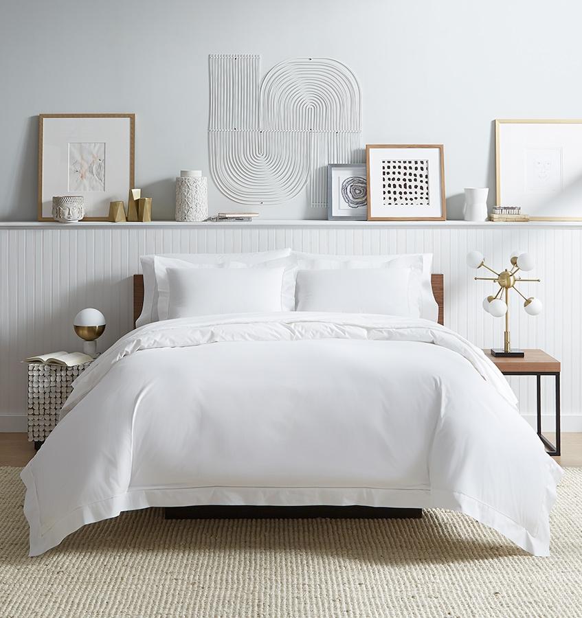 Analisa Duvet Cover in White is a best-selling cotton percale bedding at SFERRA.