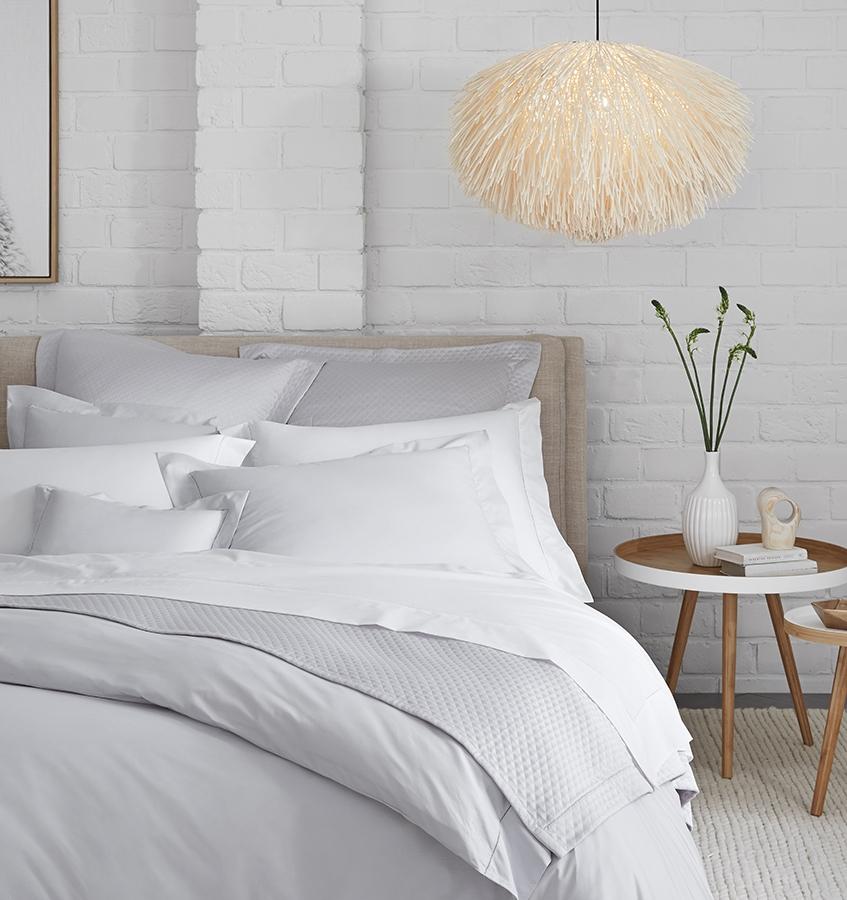 Celeste Duvet Cover, SFERRA's best-selling percale bedding, is woven in Italy from pure, extra-long-staple cotton for a super soft hand.