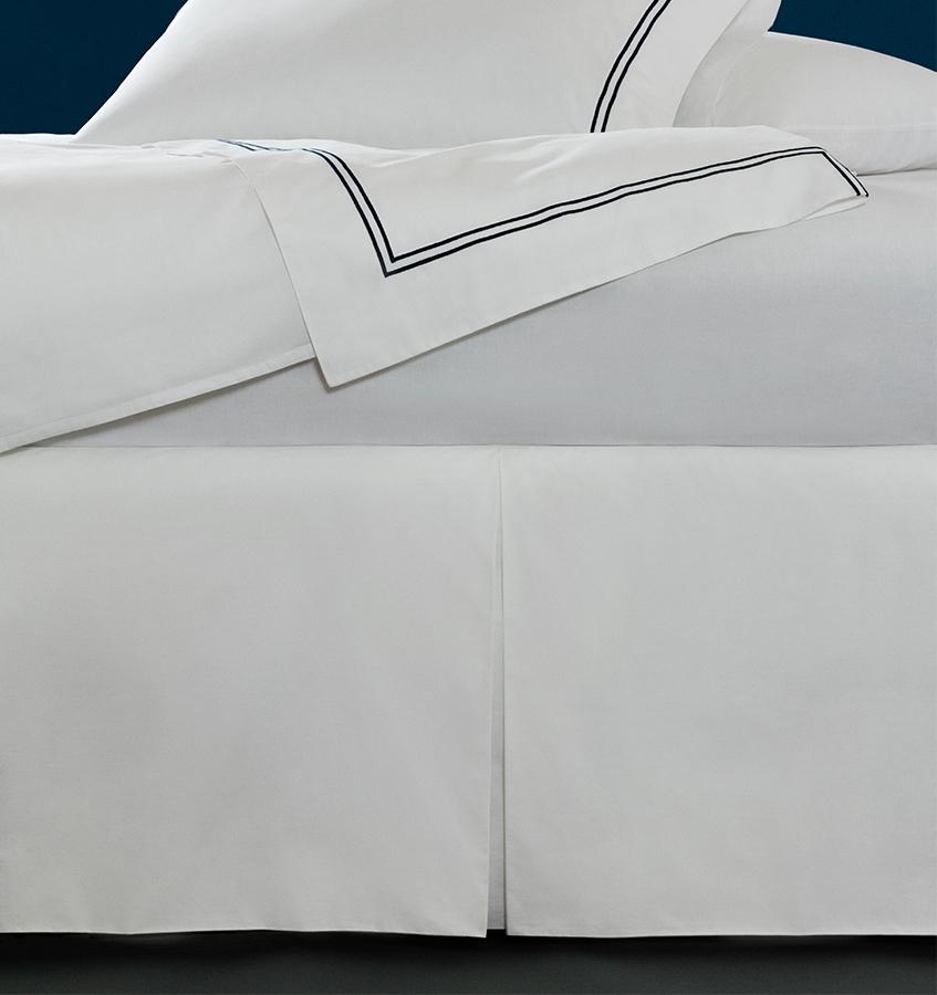 A luxury tailored SFERRA Grande Hotel bed skirt in Italian cotton percale. 