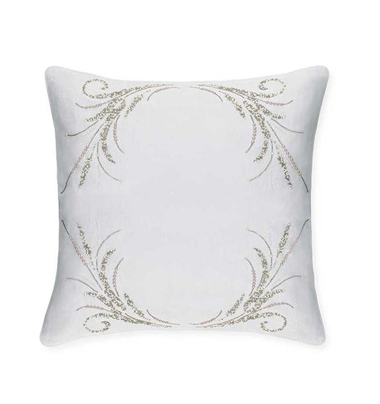 SFERRA's Lonna Decorative Pillow features Eastern-inspired artisan beadwork, attracting the light like fine pearls.